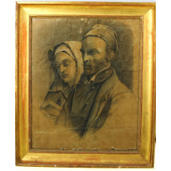 J.JOLY (XIXème) "Portraits d'un couple",