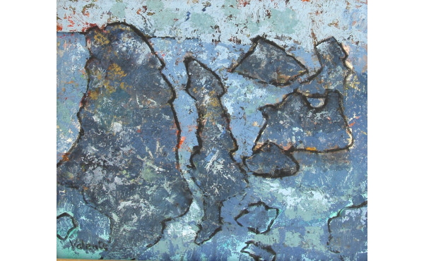 VALENTE (Xxème) "Rochers", huile sur toi