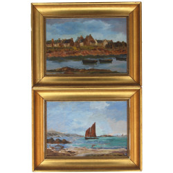 Ecole Bretonne Xxème "Voiles rouges à l'