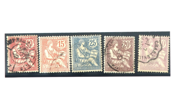 FRANCE - Bande de 5 TP n° 124 à 128 obli
