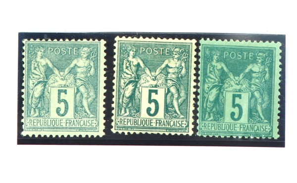 FRANCE - Lot de 3 TP n° 75 en trois coul