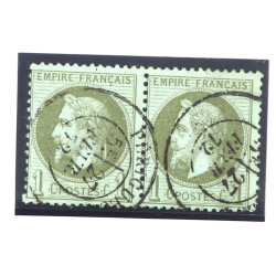 FRANCE - Paire de TP n°25 oblitéré cache