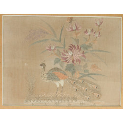 CHINE - Broderie ancienne encadrée figur