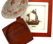Plateau ou coupe en bois : 1/2 coque enc