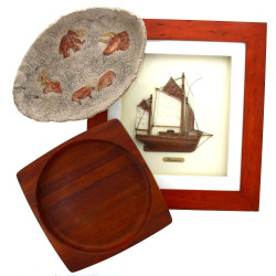 Plateau ou coupe en bois : 1/2 coque enc