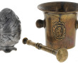 Mortier (H 12 cm) et son pilon en bronze