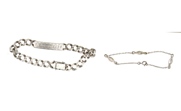 Gourmette et bracelet en argent, poids 4