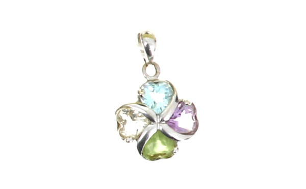 Pendentif fleur en or gris 750ème serti 