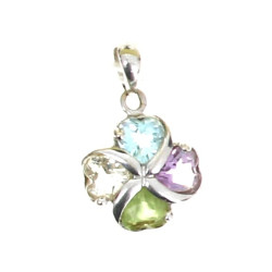 Pendentif fleur en or gris 750ème serti 