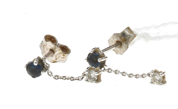 Paire de BO pendantes en or gris 18 cts 