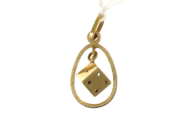 Pendentif "dé" en or jaune 750ème, poids
