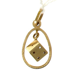 Pendentif "dé" en or jaune 750ème, poids