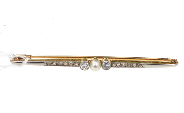 Broche barrette ancienne deux ors 18 cts