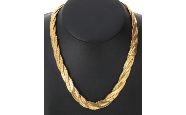 Collier en métal doré à maille plate tre