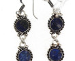 Paire de BO pendantes en argent et lapis
