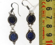 Paire de BO pendantes en argent et lapis