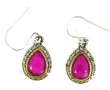 Paire de BO en argent, rubis poire de fo