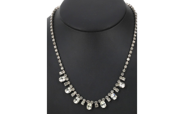 Collier en argent et strass blancs