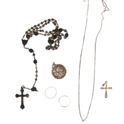 Lot en argent : chapelet ancien : médail