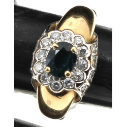 Bague jonc marguerite 2 ors, 18 carats, 