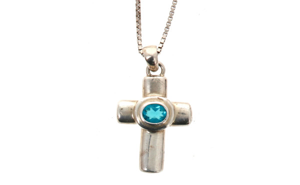 Pendentif croix en argent 925ème et stra