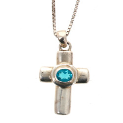 Pendentif croix en argent 925ème et stra