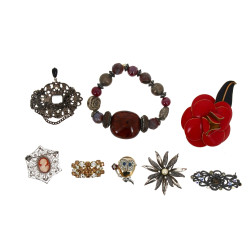 Lot de 7 broches fantaisie dont une vint