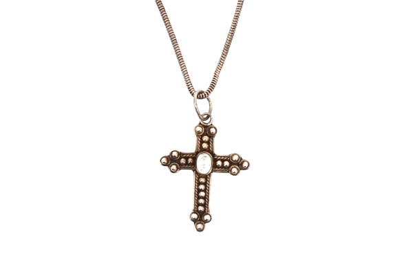 Pendentif croix en argent 925ème et pier