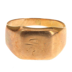 Chevalière en or jaune 18 carats, usures