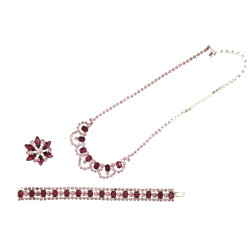 Parure vintage en métal et strass couleu