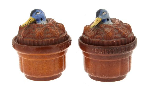 Paire de terrines en grès polychrome à p