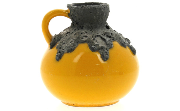 Vase boule à anse en céramique jaune et 