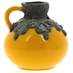 Vase boule à anse en céramique jaune et 