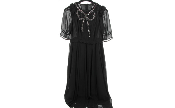 MARC JACOBS - Robe noire en soie et sequ