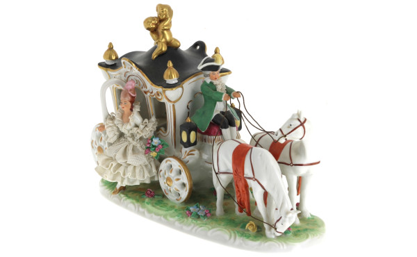 Carrosse en porcelaine de SAXE, H 19,5 x