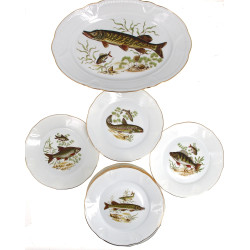 Service à poisson en porcelaine blanche 