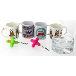 MARINE B - 4 tasses en porcelaine : on y
