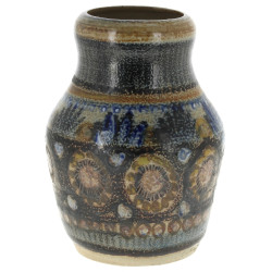 COURJAULT - Vase en grès bleu et brun, s