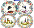 QUIMPER - Lot comprenant 4 assiettes, un
