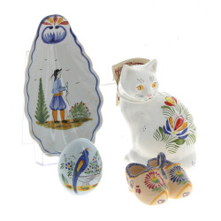 HENRIOT Quimper - "Chat", sujet en faïen