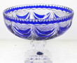Grande coupe à fruits en cristal bleu et