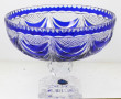 Grande coupe à fruits en cristal bleu et