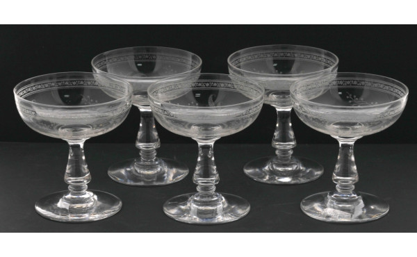 5 coupes à champagne anciennes en crista