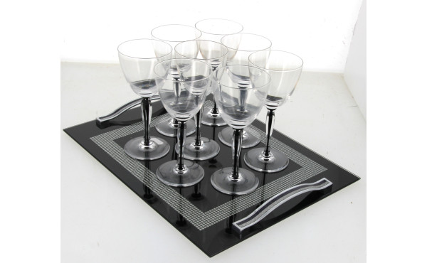 SEVRES - 8 verres à pied en cristal à ja