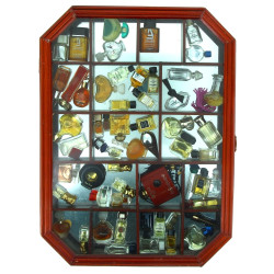 Thème PARFUMS - Vitrine murale garnie d'
