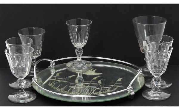 6 verres à porto anciens en cristal, 2 m