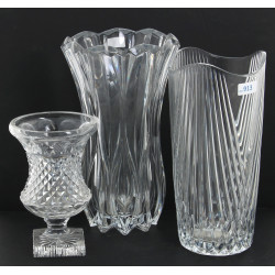 Lot de 3 vases en cristal, H 31,5 cm, H 