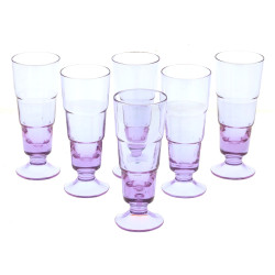6 verres en verre mauve, H 16 cm