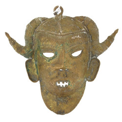 Petit masque en bronze (Senoufo ?), 23 x
