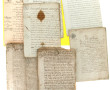 Lot de vieux papiers, actes notariés XVI